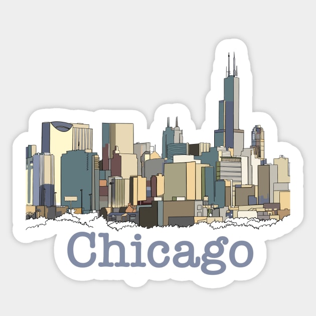 Chicago Skyline Minimalist Sticker by missdebi27